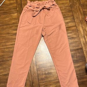 Grace Karin pink paper bag pants